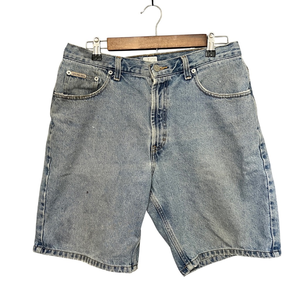 Vtg 90s Calvin Klein Jeans Denim Shorts Mens Size 34 Light Wash Distressed Blue